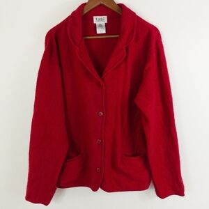 Tabi Pure Wool Button Down Jacket Red Size XL